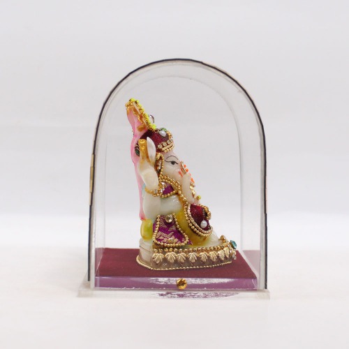 Brown Colour Diamond Studded Feta Ganapti Murti | Statue For Living Room | Ganesha showpiece | Showpieces In Home