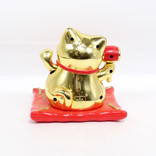 Solar Lucky Cat Waving Hand with Golden Ingot for Health | Wealth | Prosperity | showpiece for Business | Office | Home