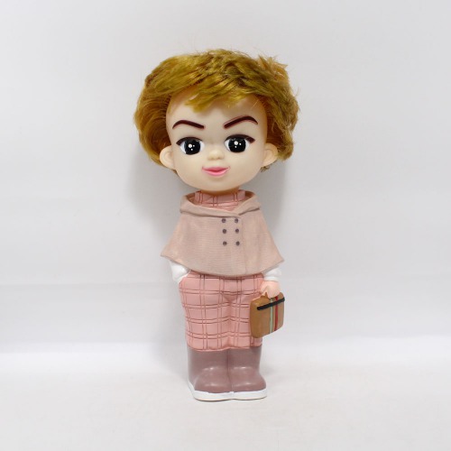 Short Hair Boy With Bag Doll Money Saving Bank Toy for Kids | Pink | Showpiece | Decor | Kids | Piggy Bank