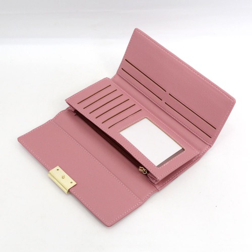 Pink Metal Decor Fold Over Wallet For Women and Girls