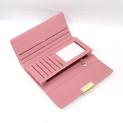 Pink Metal Decor Fold Over Wallet For Women and Girls