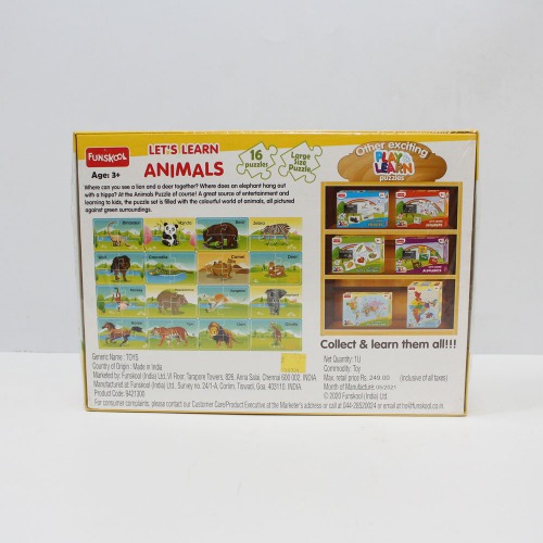 Funskool Play & Learn-Animals & Their Babies, Educational,25 Pieces, Puzzle,for 4 Year| Activity Kit| Board games| Games For Kids