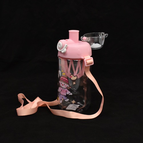 Pink Water Bottle For Kids | Cute Design Water Bottle With Sipper | Cartoon Water Bottle for Kids