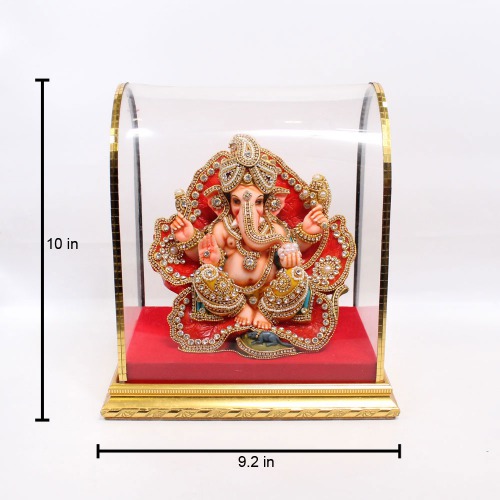 Ganapti Sitting In Hibiscus Idol | Stone Work | Statue For Living Room | showpiece | Showpieces In Home