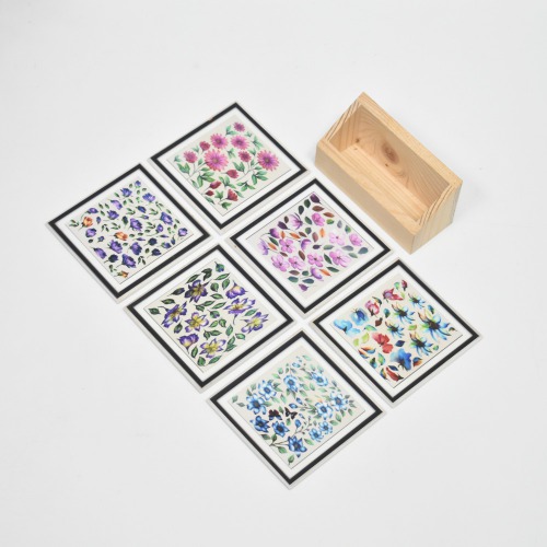 Ethnic Square Tea Coffee Coaster Set of 6 Flower Design Gift Item Home Table Decor Showpiece