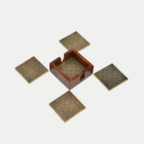 Golden Colour Coffee | Tea Coasters Set for Kitchen Set Of 6 | Table And Home Decor | Dinning | Coffee Table