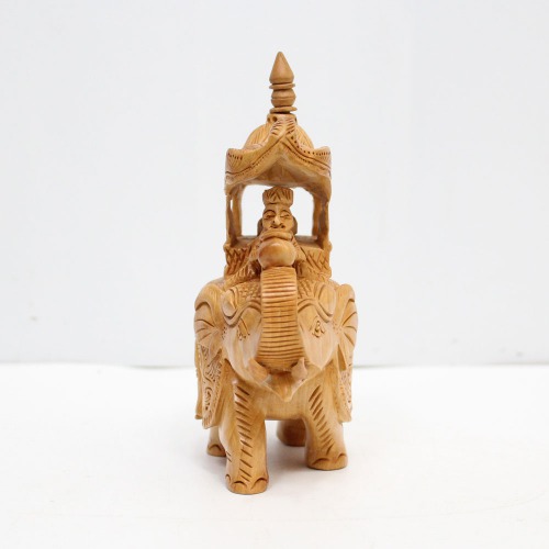 Decorative Elephant Statue Ambari Elephant for Home Decor | Designer Wooden Showpiece Elephants (Brown)