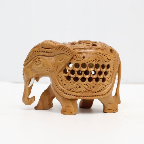 Wooden Elephant | Wooden Undercut Elephant | Wooden Undercut Carving | Wooden Carved Elephant