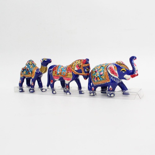 Metal Antique Handcrafted Meenakari Work Hand-Painted Horse | Elephant And Camel showpiece Office Desk