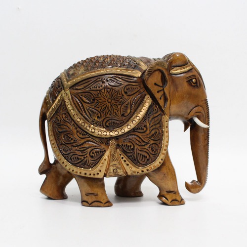 Wooden Elephant Showpiece for Home Decor | Elephant Decorative Items for Home (6 Inch Height)