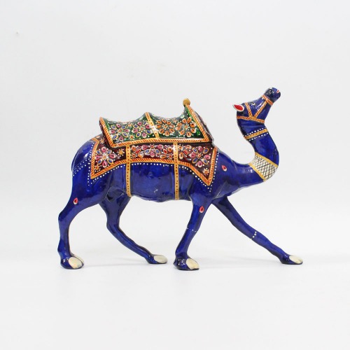 Living Room Decor Rajasthani Handmade Meenakari Work Metal Camel Decorative Showpieces Items