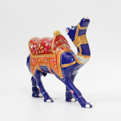 Metal Multicolour Meenakari Camel Decorative Vaastu Figurine Showpiece for Home Office Gifting