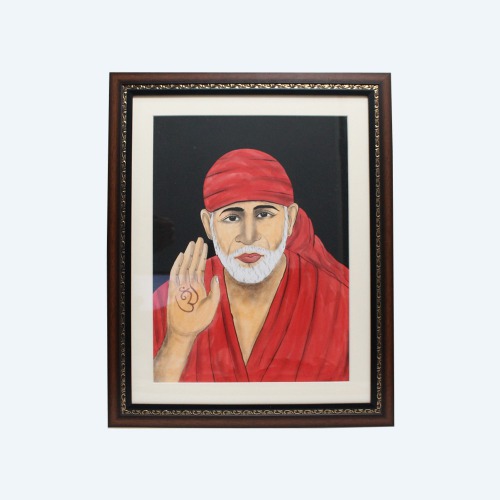 Sai Baba Glass Painting Frame( 22 x 17.5 Inches ) | For Home Decor | Puja Ghar