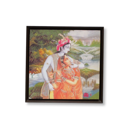Canvas Wall Art Radha Krishna Photo Frame ( 13 x 13 inches ) | For Home Decor