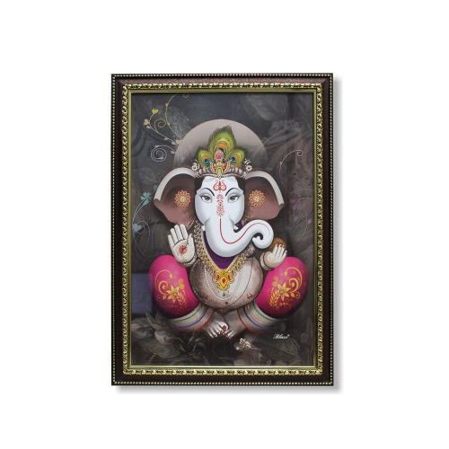Multicolour Ganesha Home Decorative Gift Item Synthetic Frame | Frames | Gods frames | Spirituals | Wall Frames
