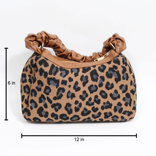 Leopard Baguette Ruched Shoulder Hand Bag For Women