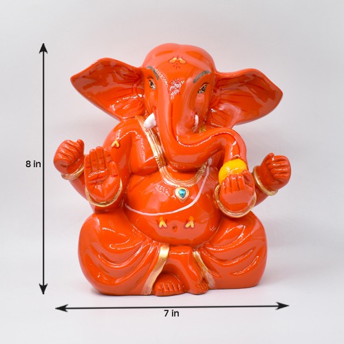 Orange Kan Ganesh Idol For Home and Office Decor