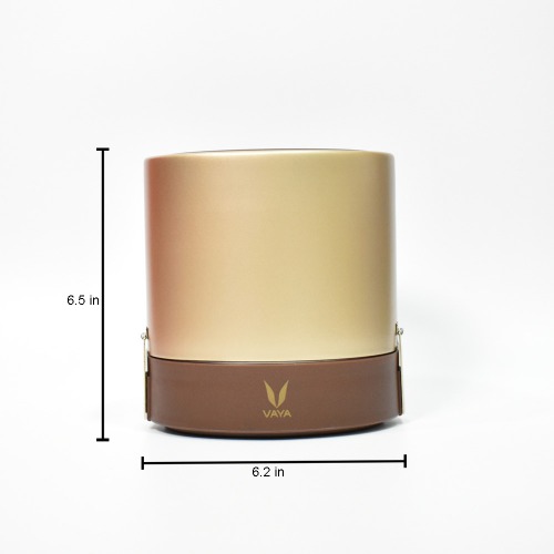 Vaya Tyffyn 1000 ml Copper-Finished Stainless Steel Lunch Box with Bagmat, 3 Containers, Gold