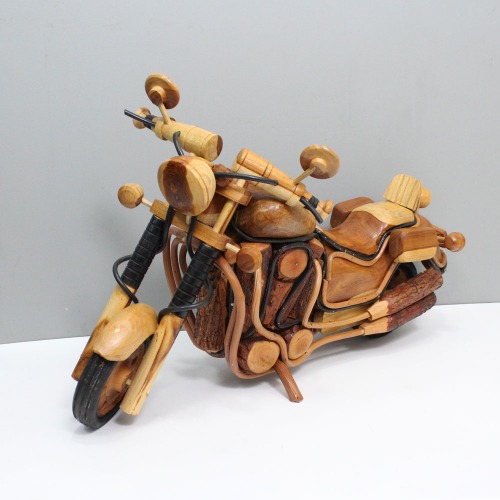 Handcrafted Wooden Bullet Bike Motorcycle /Antique Decorative Showpiece/Gifts Items (Brown) 13 inch