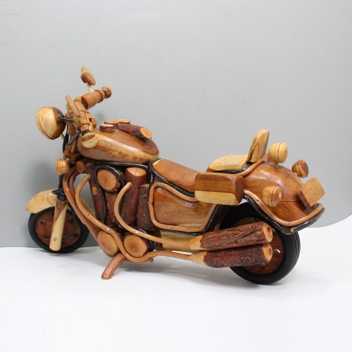 Handcrafted Wooden Bullet Bike Motorcycle /Antique Decorative Showpiece/Gifts Items (Brown) 13 inch