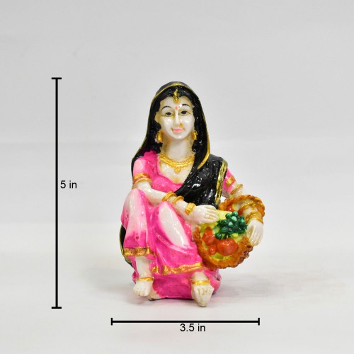 Black and Pink Rajasthani Lady Decorative Showpiece