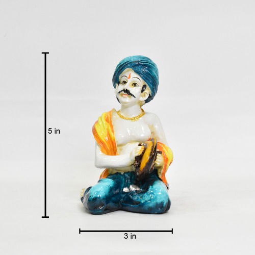 Rajasthani Man Playing Musical Instruments Handcrafted Decorative Polyresin Showpiece Decorative Showpiece