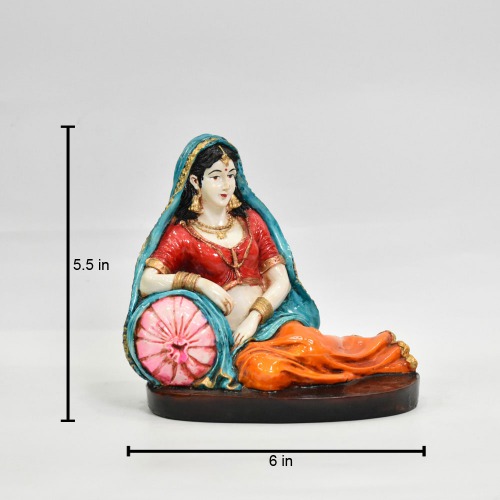 Rajasthani Lady With Pillow Decorative Showpiece