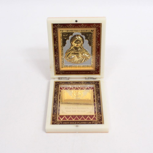Gold Plated Mother Mary Photo Frame with Box