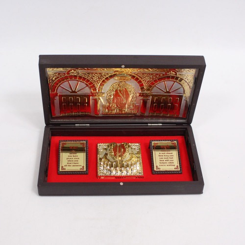 Gold Plated Saraswati Ji Charan Paduka With Box For Puja