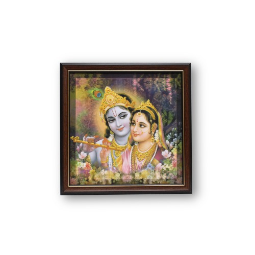 Bhagwan Radha Krishna Painting With Frame Wall Art | Multicoloured | Traditional