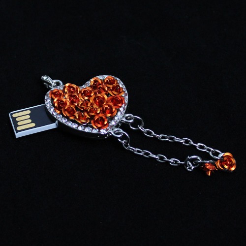 Rose Gold Crystal Heart USB 8GB Pen Drive Flash Memory Stick