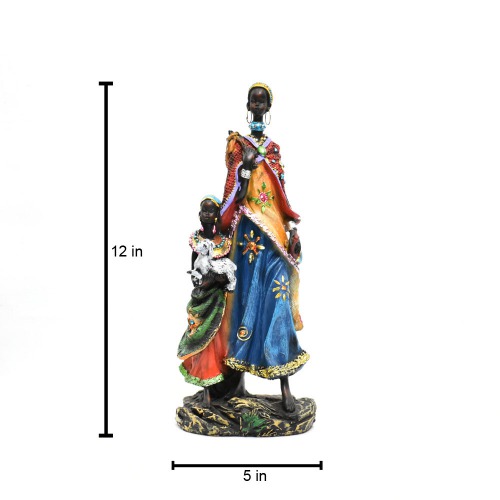 Resin Indian Traditional Standing Lady with Kid Showpiece | Sculpture | Sculpture Resin Desktop Decor Walk