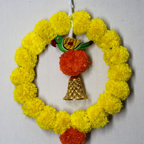 Marigold Round Popat Latkan Medium | Wall Hanging Latkan | Door Latkan | Toran Latkan | For Diwali, Party, House Warming etc