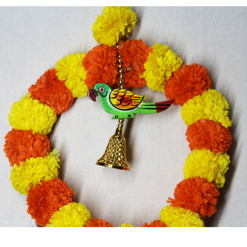 Marigold Round Popat Latkan Large | Wall Hanging Latkan | Door Latkan | Toran Latkan | For Diwali, Party, House Warming etc