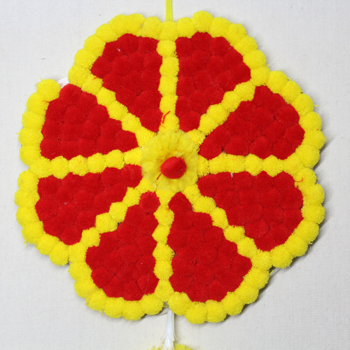 Red and Yellow Marigold Flower Latkan | Wall Hanging Latkan | Door Latkan | Toran Latkan | For Diwali, Party, House Warming etc
