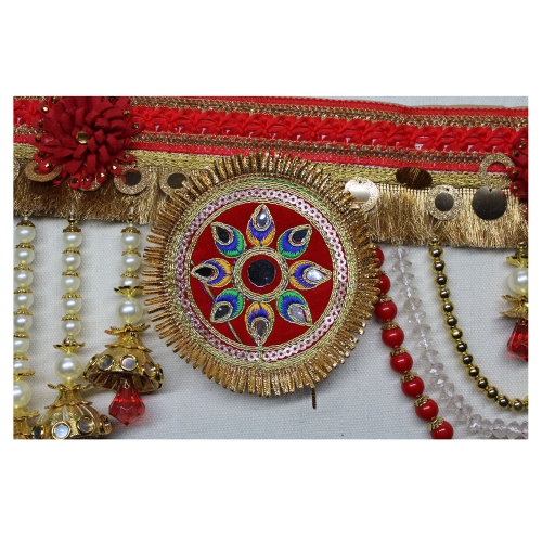 Fabric Zari Border Lace with Beads Toran for Main Door Online | Door Hanging Toran Online | For Diwali entrance decoration, Party, House Warming etc