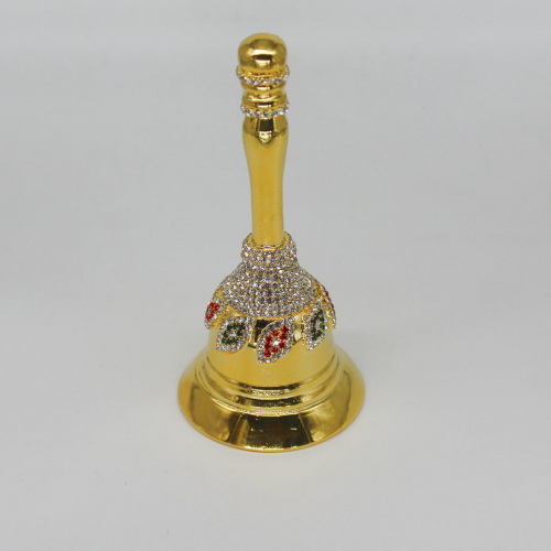 24K Gold Plated Brass Bell/Ghanti with Paan Diamond Design