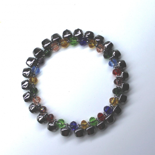 Oxidized Silver Ghungru Bangle with Multi Coloured Beads for Women and Girls