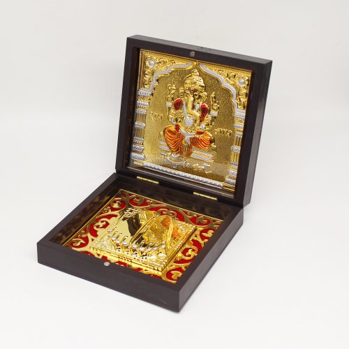 Gold Plated Small Orange Dhoti Bappa with Box