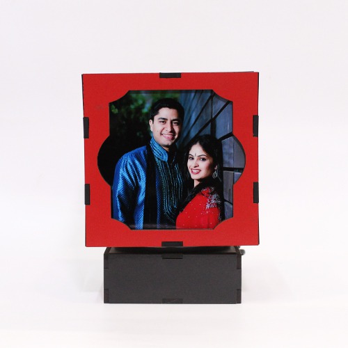 LED Rotating lamp | Customized LED Table Lamps with Personalized Photo Frames Rotating Cube for Home & Bedroom Decorative Light Frame Set
