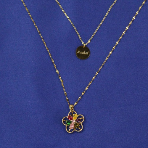 Ladies Chain Pendant With Multi Colour Flower Locket | Gift For Women | Locket For Women | Pendant